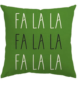 Fa La La Green Holiday Pillow Cover