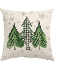 Load image into Gallery viewer, Buffalo Plaid Christmas Tree Green Holiday Pillow Cover
