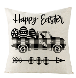 Buffalo Plaid Easter Truck Pillow Cover