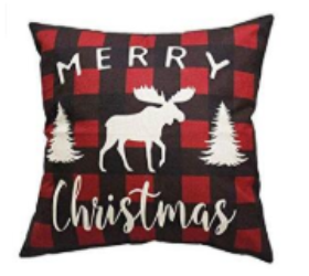 Merry Christmas Plaid Holiday Farmhouse Pillow Cover 18"x 18"