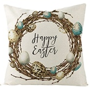 Happy Easter Wreath Pillow Cover