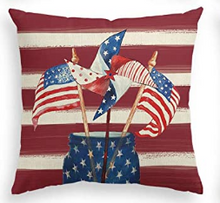 Load image into Gallery viewer, Red Stripe Pinwheel Patriotic Pillow Cover

