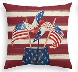 Red Stripe Pinwheel Patriotic Pillow Cover