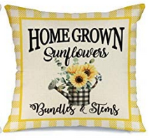 Load image into Gallery viewer, Home Grown Sunflowers Yellow Plaid Summer Farmhouse Pillow Cover
