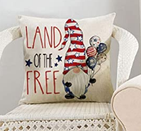 Land Of The Free Gnome Patriotic Pillow Cover