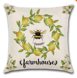 Lemon Wreath Summer Farmhouse Pillow Cover