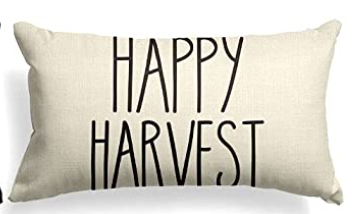 Happy Harvest Fall Farmhouse Lumbar Pillow Cover Back Home Direct