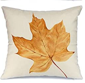 Orange Maple Leaf Fall Farmhouse Pillow Cover