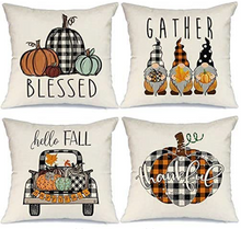 Load image into Gallery viewer, Blessed Pumpkins Fall Farmhouse Pillow Cover

