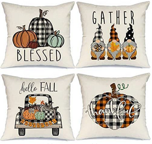 Hello Fall Pumpkins In Truck Fall Farmhouse Pillow Cover