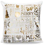 Gold Merry Christmas Word Holiday Pillow Cover