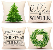 Load image into Gallery viewer, Christmas Wreath Holiday Pillow Cover
