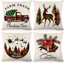 Load image into Gallery viewer, Christmas Deer Holiday Pillow Cover
