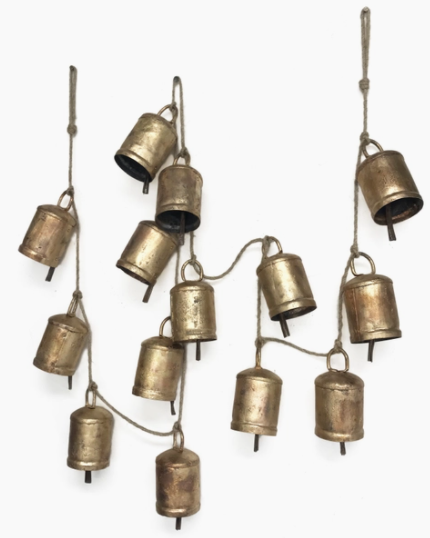 Gold Rustic Holiday Bell Garland