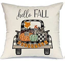 Load image into Gallery viewer, Hello Fall Pumpkins In Truck Fall Farmhouse Pillow Cover
