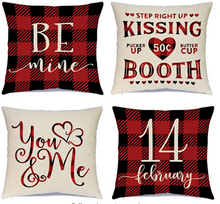 Load image into Gallery viewer, Be Mine Plaid Valentine&#39;s Day Pillow Cover
