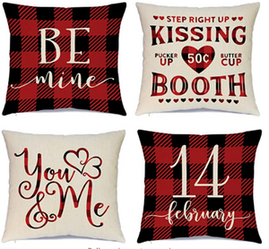 Be Mine Plaid Valentine's Day Pillow Cover