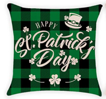 Load image into Gallery viewer, Happy St. Patrick&#39;s Day Green Plaid Pillow Cover - Choice of Size
