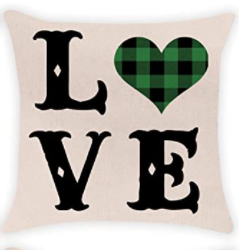 LOVE Green Buffalo Plaid St. Patrick's Day Pillow Cover - Choice of Size