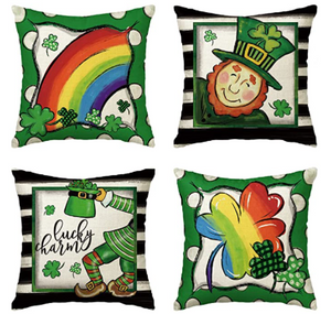 Rainbow Whimsical  St. Patrick's Day Pillow Cover