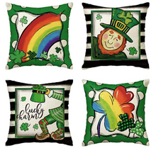 Load image into Gallery viewer, Rainbow Shamrock Whimsical St. Patrick&#39;s Day Pillow Cover
