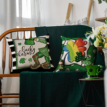 Load image into Gallery viewer, Rainbow Shamrock Whimsical St. Patrick&#39;s Day Pillow Cover
