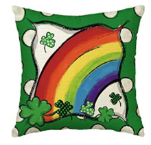 Load image into Gallery viewer, Rainbow Whimsical  St. Patrick&#39;s Day Pillow Cover
