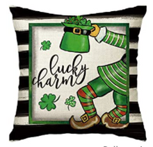 Load image into Gallery viewer, Lucky Charm Whimsical St. Patrick&#39;s Day Pillow Cover
