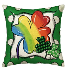 Rainbow Shamrock Whimsical St. Patrick's Day Pillow Cover