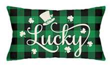Load image into Gallery viewer, Lucky Green Buffalo Plaid St. Patrick&#39;s Day Pillow Cover - Choice of Size
