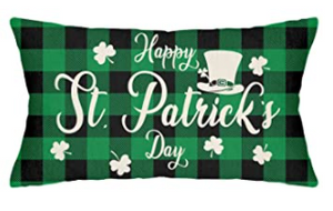 Happy St. Patrick's Day Green Plaid Pillow Cover - Choice of Size