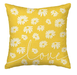 Daisy Love Yellow Spring Pillow Cover