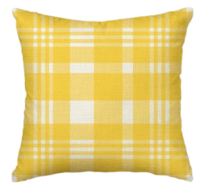 Yellow Plaid Spring Pillow Cover
