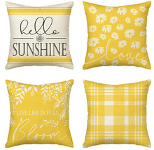 Load image into Gallery viewer, Hello Sunshine Yellow Spring Pillow Cover
