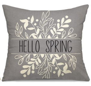 Hello Spring Gray Branch Pillow Cover