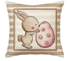 Load image into Gallery viewer, Bunny With Egg Pink Spring Pillow Cover
