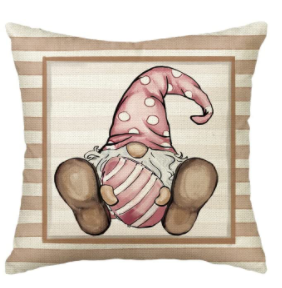 Gnome with Egg Pink Spring Pillow Cover