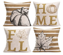 Load image into Gallery viewer, Leaf Striped Fall Pillow Cover
