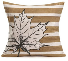 Load image into Gallery viewer, Leaf Striped Fall Pillow Cover
