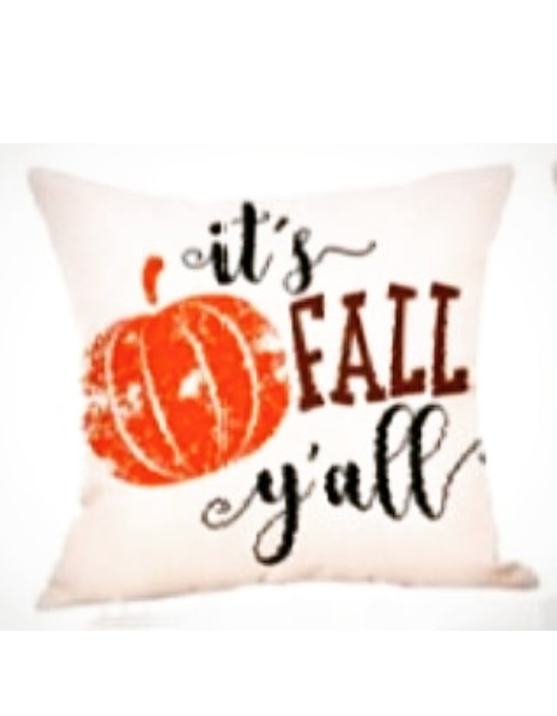 Pumpkin It's Fall Y'all Farmhouse Pillow Cover 18