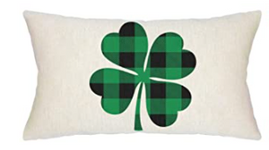 Green Plaid Shamrock St. Patrick's Day Pillow Cover - Choice of Size
