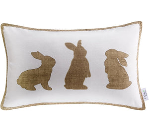 Brown Rope Three Bunnies Lumbar Pillow Cover