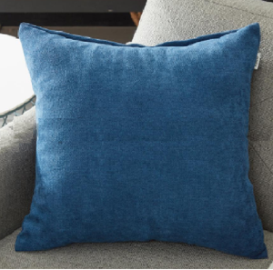 Large Solid Blue Chenille Pillow Cover 18"x 18"