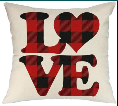 Buffalo Plaid Love Pillow Cover