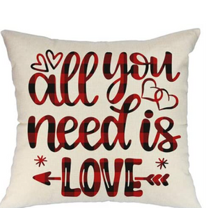 Buffalo Plaid All You Need Is Love Valentine Pillow Cover
