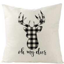 Load image into Gallery viewer, Oh My Deer Plaid Farmhouse Pillow Cover
