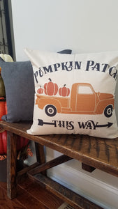 Pumpkin Patch Fall Farmhouse Pillow Cover 18"x 18"