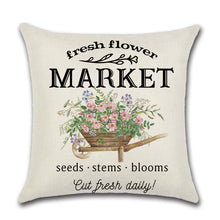 Load image into Gallery viewer, Fresh Flower Market Wagon with Flowers Spring Pillow Cover
