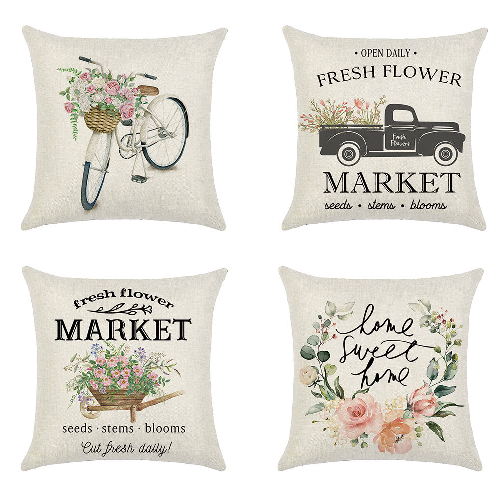 Spring Farmhouse Pillow Covers 4-pack